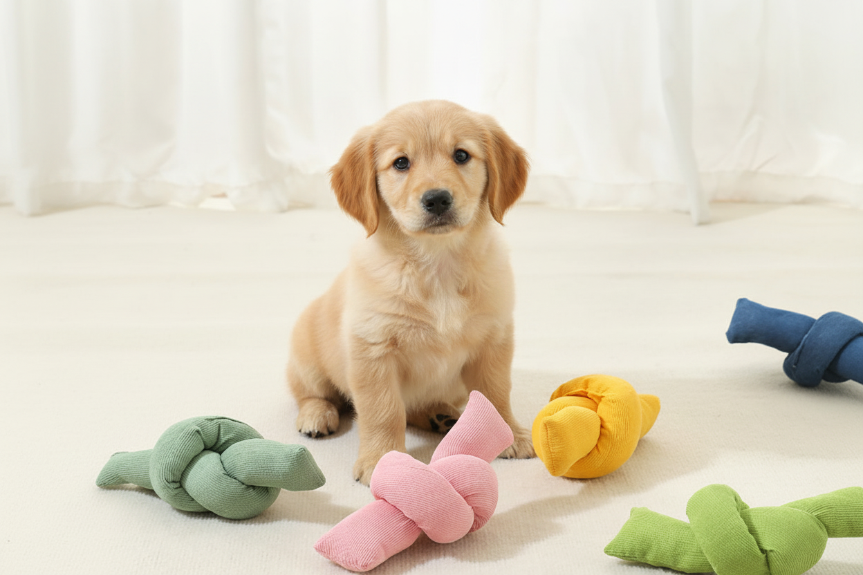 Natural Cotton Rope Chew Toy for Dogs - Durable Knotted Tug Toy for Teeth Cleaning & Interactive Play