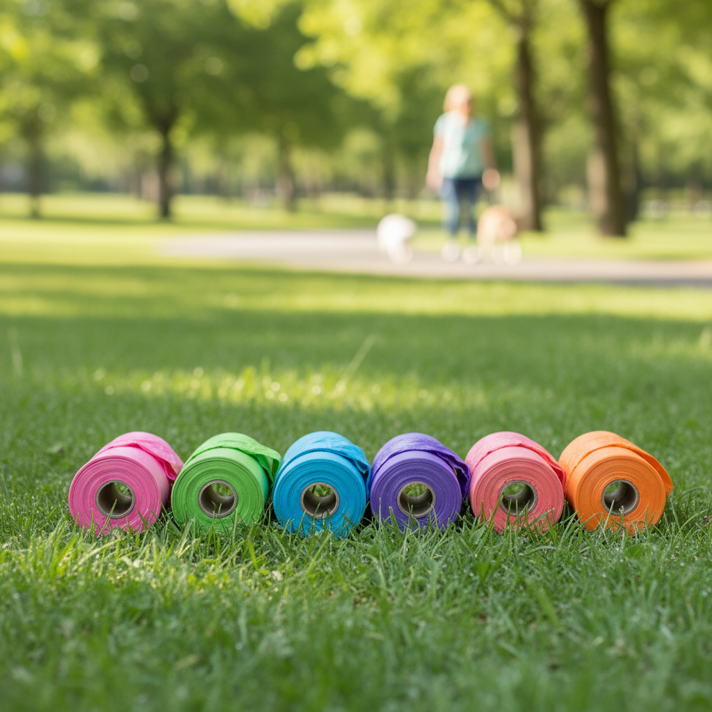 Sacs poubelles chien colorés - parc