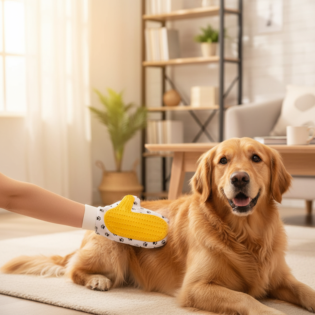 Silicone Grooming Glove for Pets — Gentle Deshedding & Massage Brush